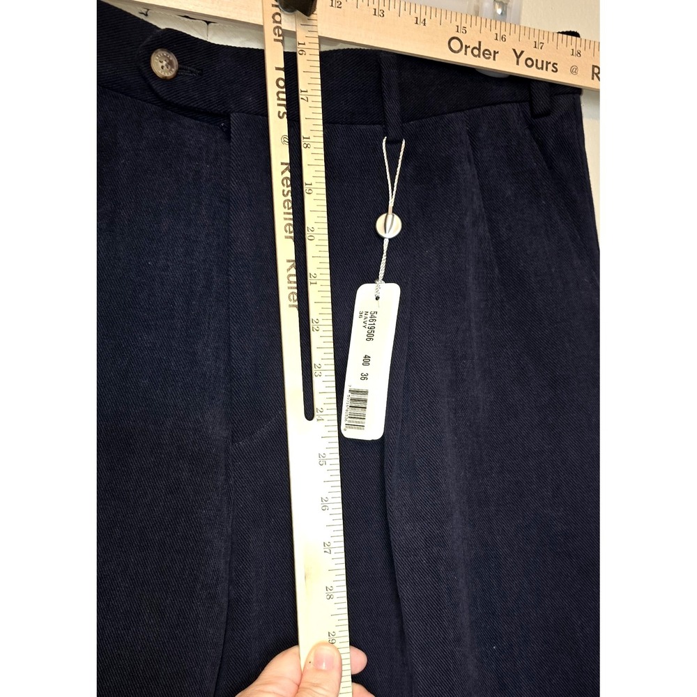 New retro Hickey Freeman Pleated Dress Thick Corduroy Pants Size 36x36 Navy‎ - Picture 9 of 10